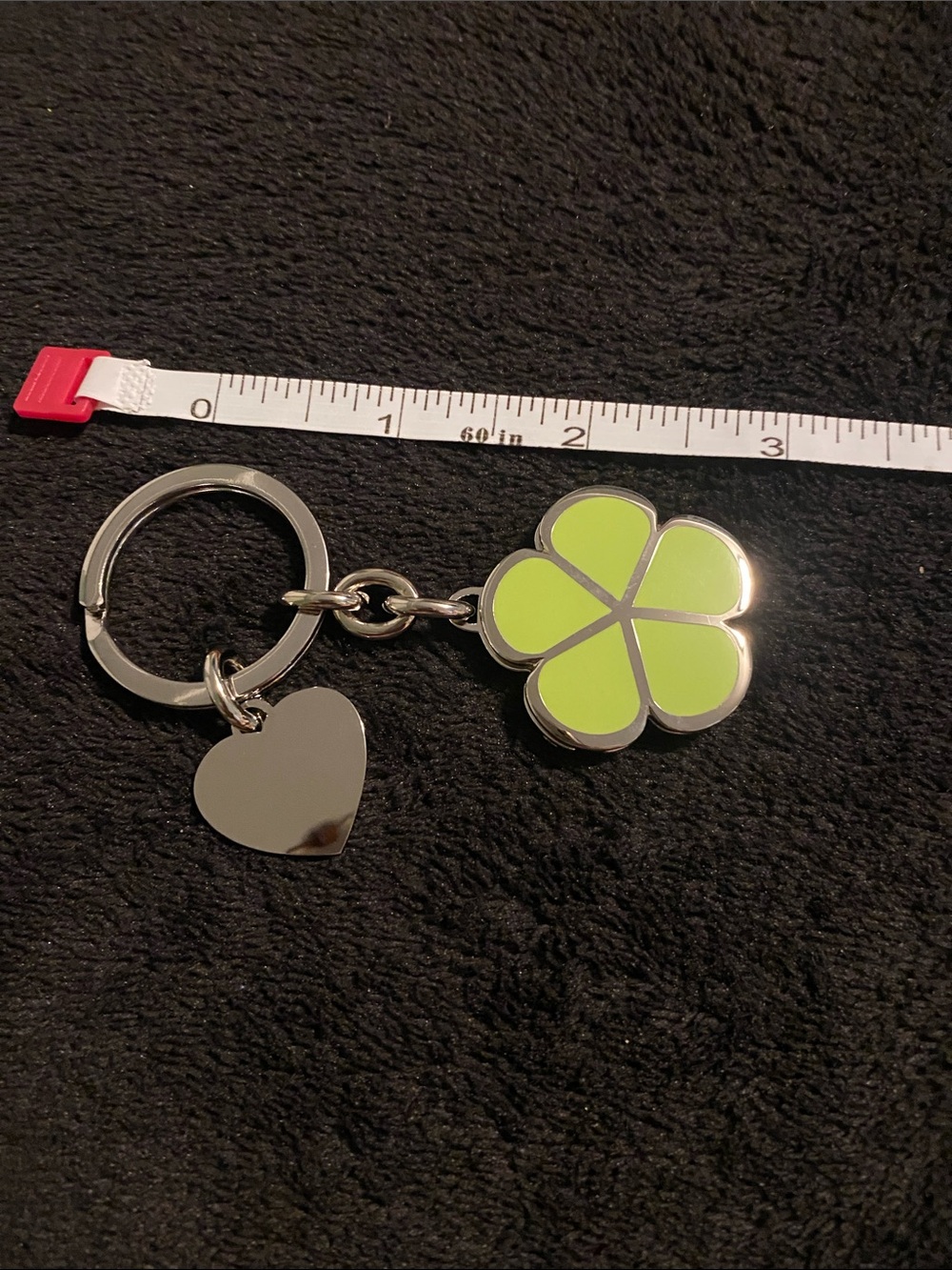 Things Remembered Silver Key Ring with Lime Green flower Charm